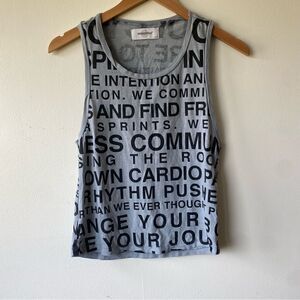 Soulcycle gray mantra workout tank with allover writing size small